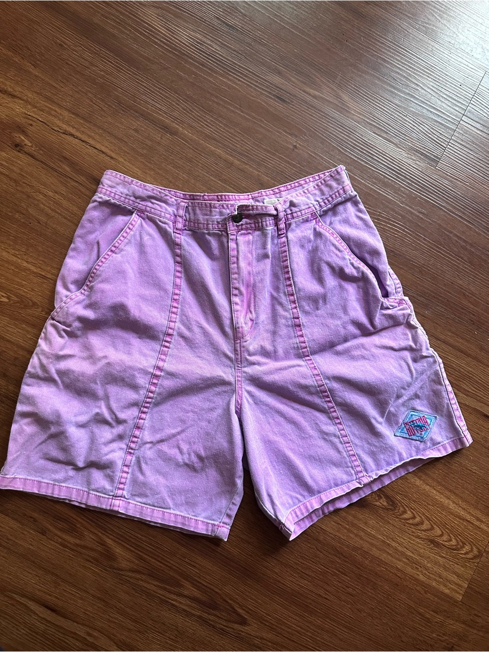 Vintage Gotcha Women's High-Waist Pink/Purple tones Acid Wash Shorts
